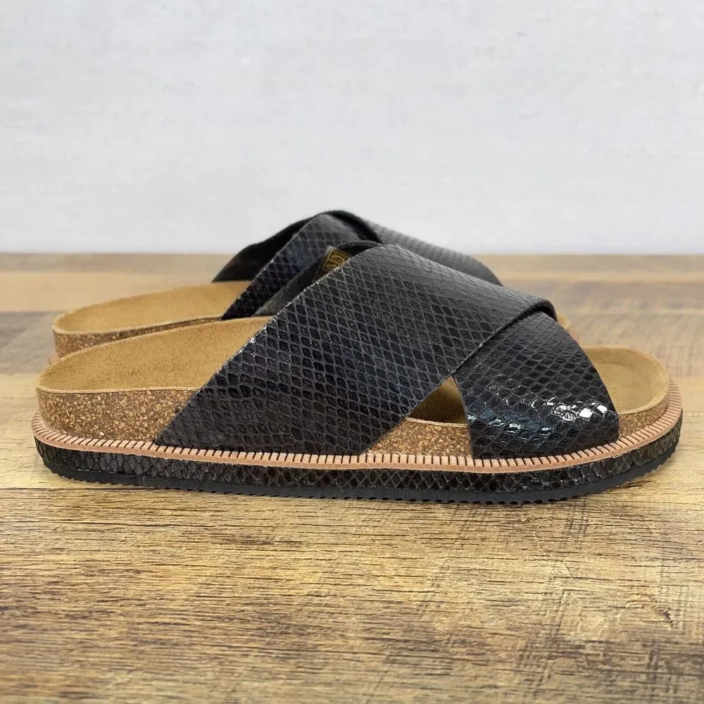 Free People Sidelines Footbed Cross Sandals Black Slides US Size 9 - EU 39 - Picture 5 of 11